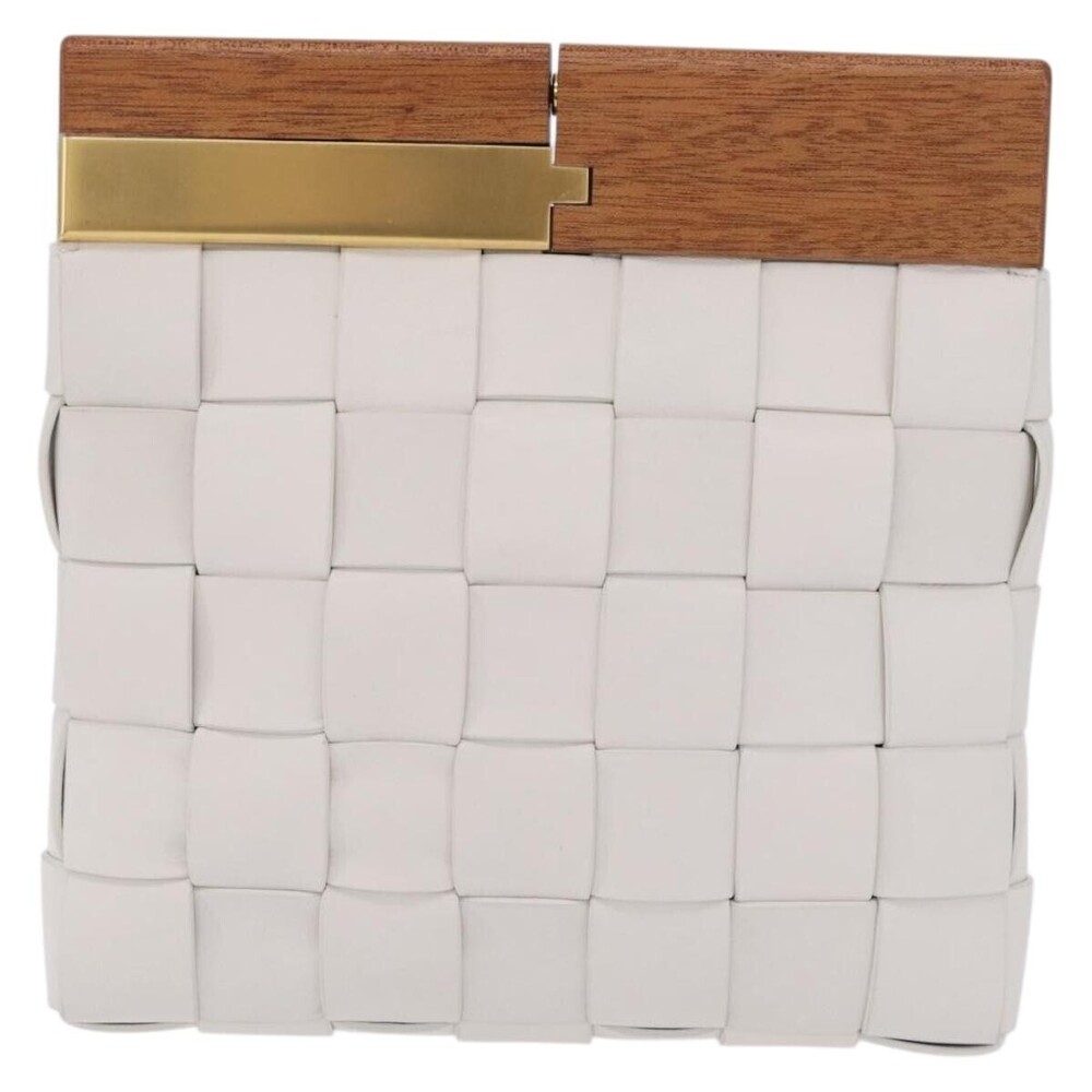 Bottega Veneta The Snap Clutch Maxi Intrecciato Leather with Wood and Metal